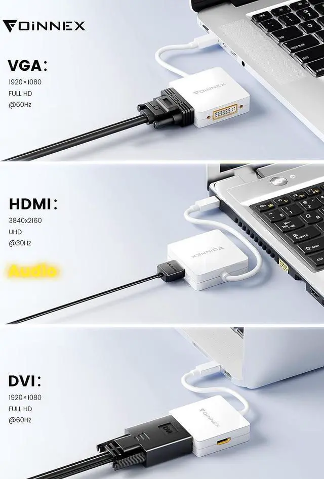 Alt view image 4 of 7 - Mini DisplayPort to HDMI DVI VGA Adapter 4K  Surface Video Display Converter Mini DP to HDMI VGA DVI Adaptor for MacBook Pro Surface Book