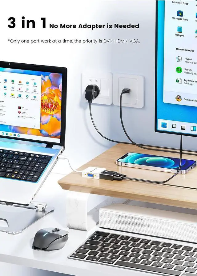 Alt view image 5 of 7 - Mini DisplayPort to HDMI DVI VGA Adapter 4K  Surface Video Display Converter Mini DP to HDMI VGA DVI Adaptor for MacBook Pro Surface Book