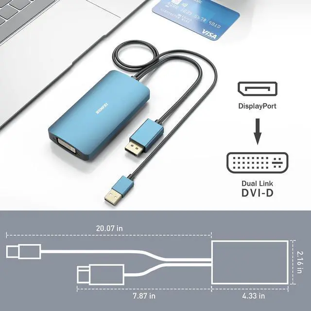 Alt view image 7 of 7 - BENFEI DisplayPort to DVI DVI-D Dual Link Adapter Supports 2K@60Hz, 1080P@60Hz