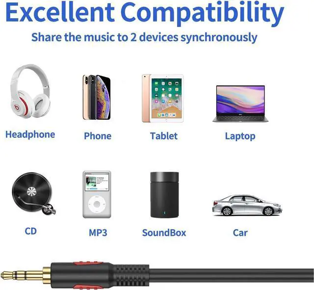 Alt view image 4 of 7 - 3.5mm Male to Male Audio Aux Cable 6ft AUX Cable for Beats Headphones iPods iPhones iPads Home/Car Stereos and More