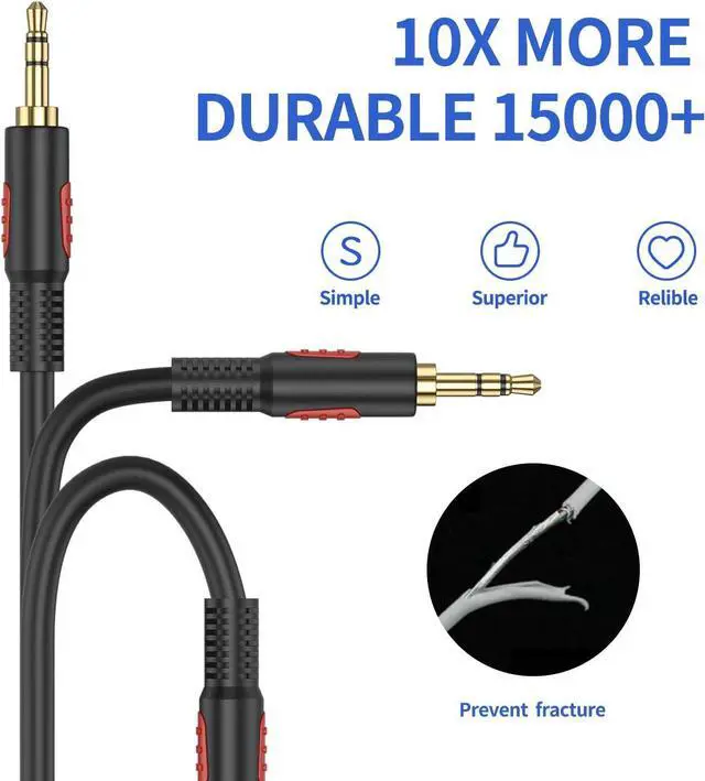 Alt view image 6 of 7 - 3.5mm Male to Male Audio Aux Cable 6ft AUX Cable for Beats Headphones iPods iPhones iPads Home/Car Stereos and More