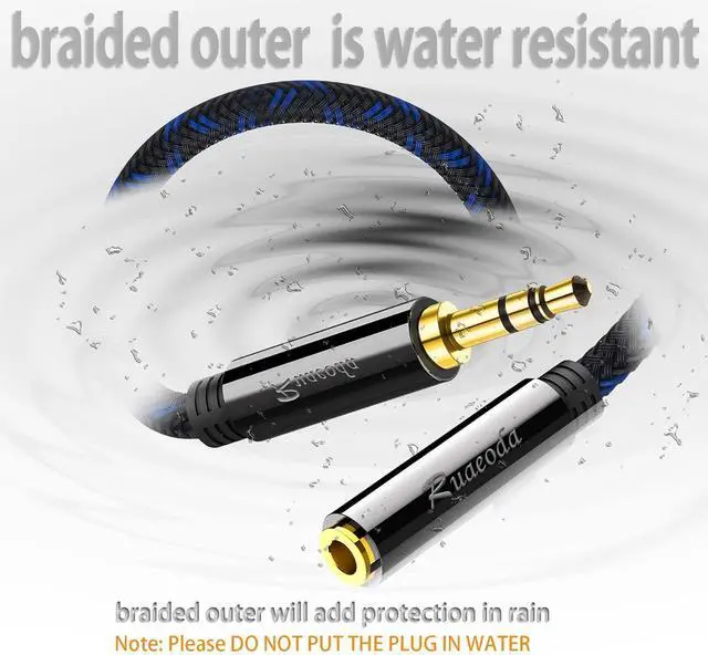 Alt view image 3 of 6 - 20 ft Headphone Extension Cable 3.5mm Male to Female Double Shielded Braided Long 1/8 TRS aux Cord Extender