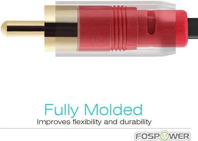 Alt view image 6 of 7 - FosPower 3.5mm to RCA Cable (25FT), RCA Audio Cable 24K Gold Plated Male to Male Stereo Aux Cord [Left/Right] Y Splitter Adapter Step Down Design