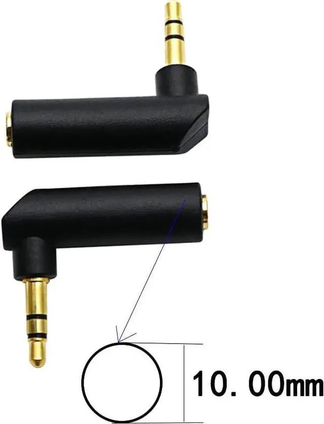 Alt view image 5 of 5 - 3.5mm Angle Male to Female Audio Adapter 90 Degree Right Angle Gold-Plated TRS Stereo Jack Plug AUX Connector Compatible with Headset Tablets MP3 Players Speakers(2 Pack)