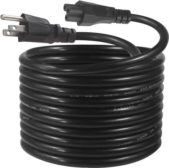 Main image of 12FT Replacement Laptop AC Power Cord - Universal 3Prong Replacement Computer Power Cable 18AWG Heavy Duty Cord NEMA 5-15P to C5 Replaced 3-Slot C5 Cord Power Supply to PC (12FT)