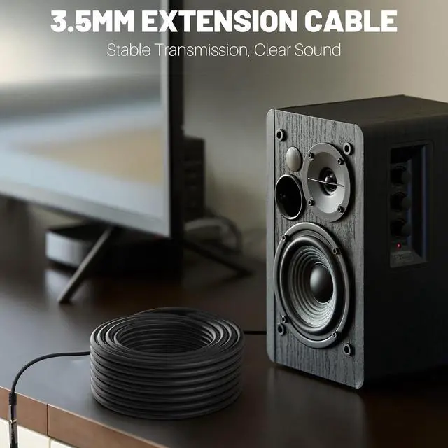 Alt view image 4 of 7 - 3.5mm Extension Cable 8 Feet (2 Pack) Male to Female Auxiliary Audio Stereo Cable Headphone Extension Cord Hi-Fi Sound Gold Plated Connectors OFC Core Black (with 5 pcs Cable Ties)