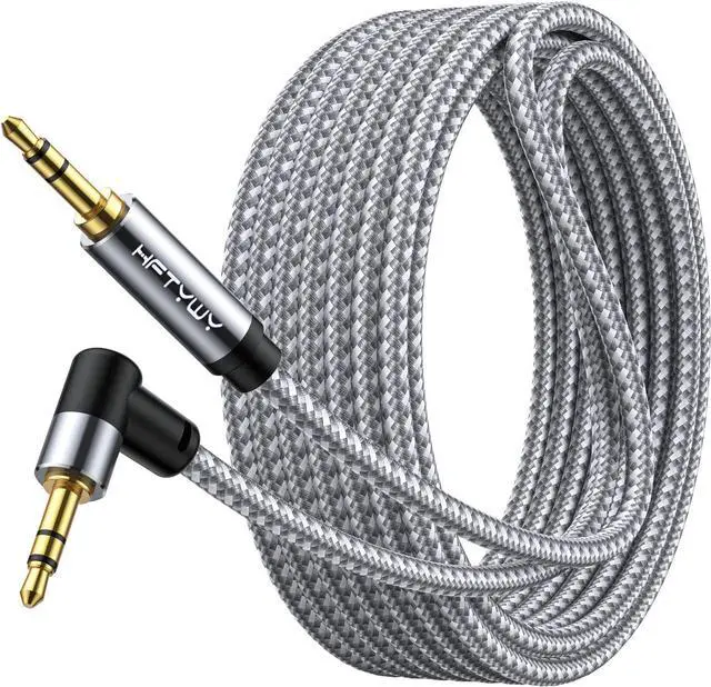 Main image of 3.5mm Audio Cable 50 ft AUX Cord Male to Male AUX Headphone Cable aux Cable Stereo Aux Jack to Jack Cable 90 Degree Right Angle Auxiliary Cord