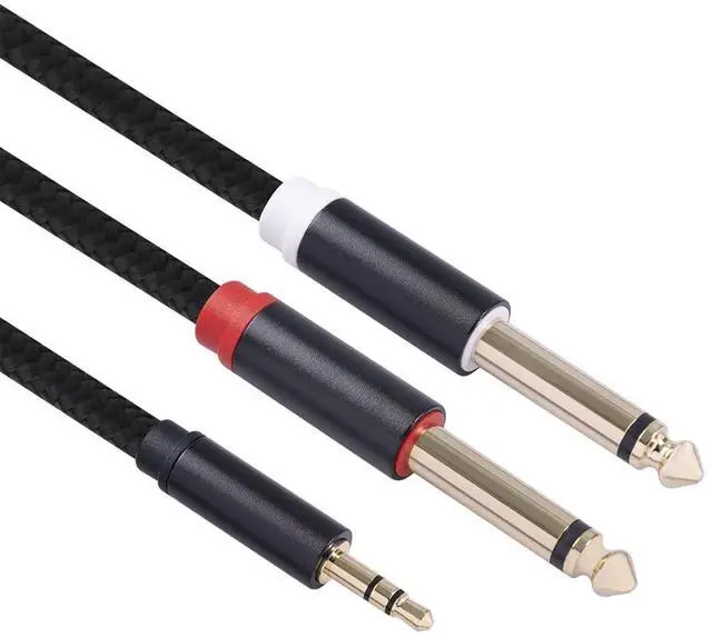 Alt view image 6 of 7 - 3.5mm to Dual 1/4 Adapter 1/8 to 6.35mm TS Mono Audio Cable Stereo Breakout Cord Y Splitter Compatible with iPhone iPod Computer Sound Card Headphone Speaker Home Stereo System (3.3FT/1Pack)