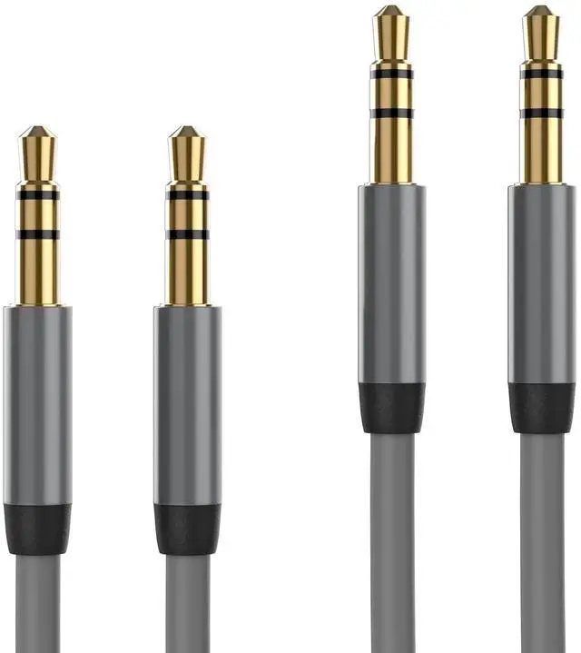 Main image of Aux Cable 3.5mm Audio Cord for Car - 6ft Long Heavy-Duty Male to Male Jack Extension & Adapter Aux Cord for iPhone Android  Galaxy Headphones Slate - 2 Pack