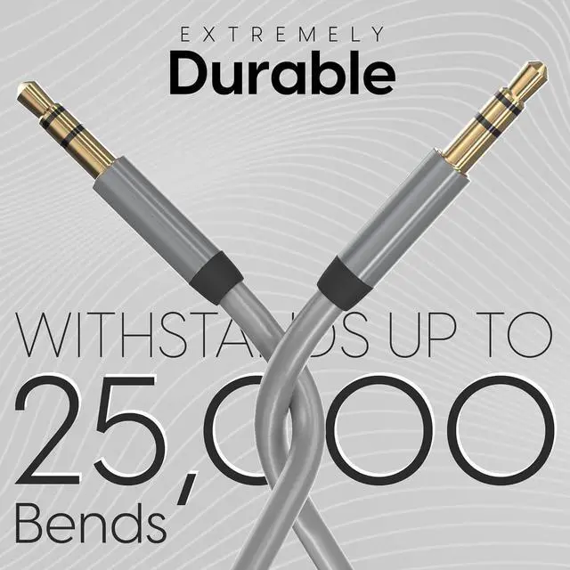 Alt view image 3 of 7 - Aux Cable 3.5mm Audio Cord for Car - 6ft Long Heavy-Duty Male to Male Jack Extension & Adapter Aux Cord for iPhone Android  Galaxy Headphones Slate - 2 Pack