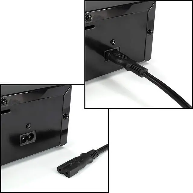 Alt view image 7 of 7 - Polarized 2 Prong Power Cord with Copper Wire Core - (Square/Round) for Satellite, CATV, Game Systems, and More - NEMA 1-15P to C7 C8 / IEC320 - UL Listed - Black, 6 Feet (1.8 Meter) Power Cable