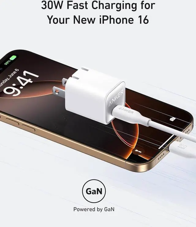 Alt view image 3 of 7 - Nano USB C Charger Block 30W PIQ 3.0 Foldable iPhone Charger Fast Charging for iPhone 16/15 Series Galaxy iPad Compatible with MagSafe
