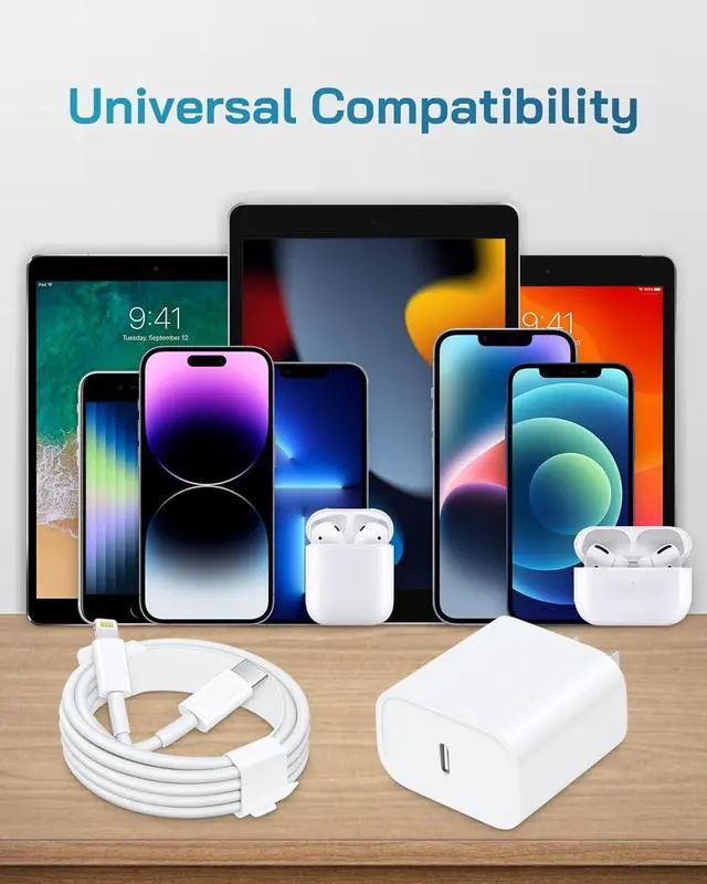 Alt view image 7 of 7 - i Phone Charger Fast Charging-20W USB-C Block with 6 Ft Cord [MFi Certified] Compatible with IP 14/13/12/11/X Series, i Pad & More [3 Pack]