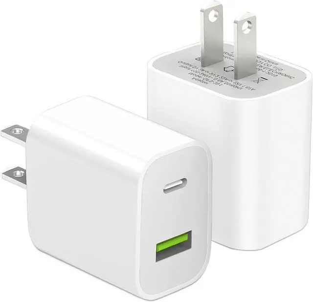 Main image of 2 Pack USB C Charger Block Dual Port Type C Wall Charger Fast Charging 20W Power Adapter Cube for iPhone 14/14 Pro/14 Pro Max/14 Plus/13/12/11 XS/XR/X iPad  More