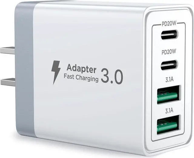 Alt view image 7 of 7 - USB C Charger Block 40W Fast Charging Block Type C Charging Block 4-Port Dual Port PD+QC Wall Charger Head Cube for iPhone 16 15 14 13 12 11 Pro Max XS iPad  Phone Tablet