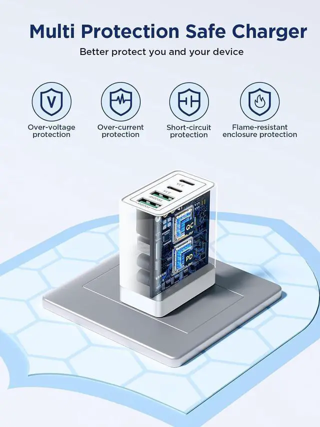 Alt view image 4 of 7 - USB C Charger Block 40W Fast Charging Block Type C Charging Block 4-Port Dual Port PD+QC Wall Charger Head Cube for iPhone 16 15 14 13 12 11 Pro Max XS iPad  Phone Tablet