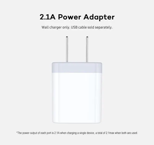 Alt view image 2 of 7 - USB Wall Charger Charger Adapter 2-Pack 2.1A Dual Port Quick Plug Cube for iPhone 15 14 13 12 11 Pro Max 10 SE X XS Plus  Galaxy S23 S22 S21 Power Block Fast Charging Box Brick