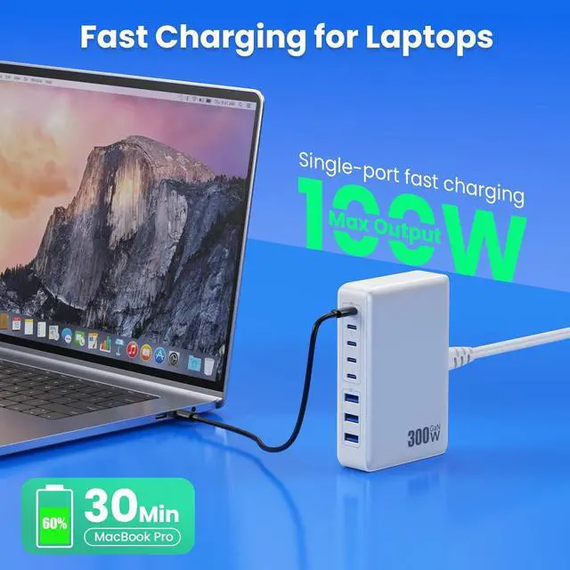 Alt view image 5 of 7 - 320W USB C Charger Block 10-Port USB C Charging Station GaN III PD 65W Mini PC Laptop Fast Charger Adapter for MacBook Pro/Air  iPad iPhone  Galaxy Black