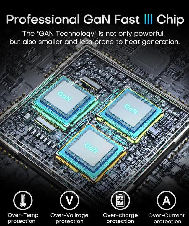 Alt view image 7 of 7 - 140W USB C Charging Station with Display, 5-Port GaN USBC Charger Block, Max 100W USB Hub Laptop Charger Compatible with MacBook Pro/Air,iPhone 15/14/13/Mini/Pro/Pro Max/Samsung Galaxy, Black