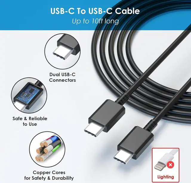 Alt view image 6 of 7 - Super Fast Charger Type C 25W PD USB C Wall Charger Fast Charging with 10FT Long Type C Charger Cable for  Galaxy S24 Ultra/S24/S24+/S23 Ultra/S23/S22 Ultra/S22/S21 Ultra/S20 Ultra/Note 20