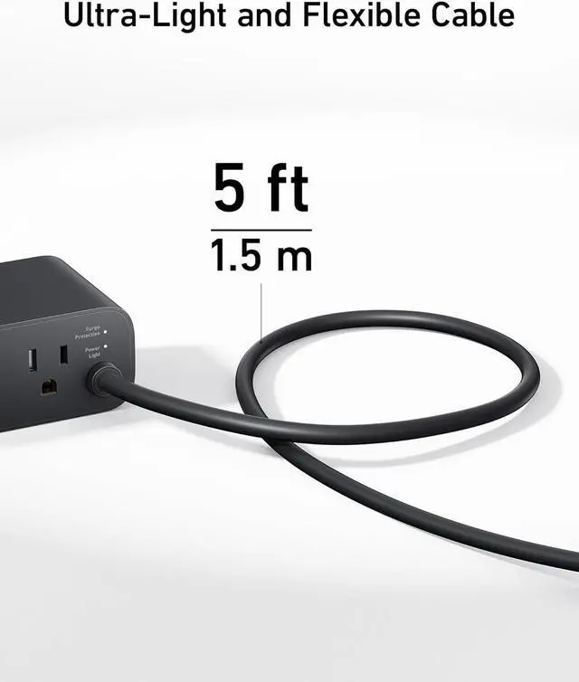 Alt view image 4 of 6 - Nano Charging Station(100W Max) 7-in-1 USB C Power Strip for iPhone 16/15/14 and MacBook Air/Pro 5ft Thin Cord 3AC 2USB A 2USB C Power Delivery Desktop Accessory for Home&Office(Black)