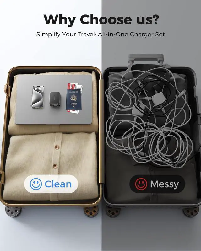 Alt view image 5 of 7 - 62W Retractable Wall Charger with Dual Cables 3-Port USB Charger Block 35W iPhone Chargers Fast Charging for iPhone 16/15/14/13/12/11 Series Pad Tablet LG  and More