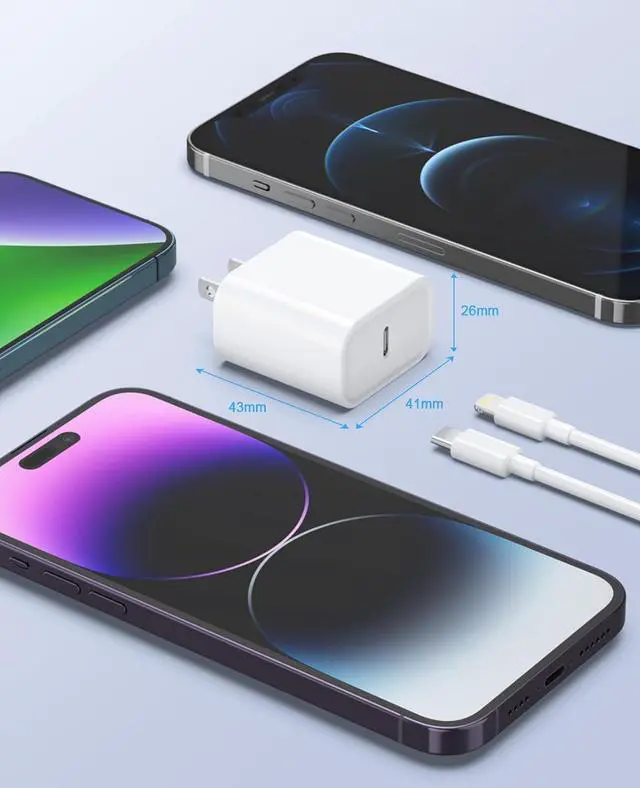 Alt view image 5 of 7 - iPhone Charger Fast Charging 2 Pack 20W USB C Wall Charger Block with 2 Pack MFi Certified 6FT Type C to Lightning Cables for iPhone 14 13 12 11 Pro Max XR XS X iPad