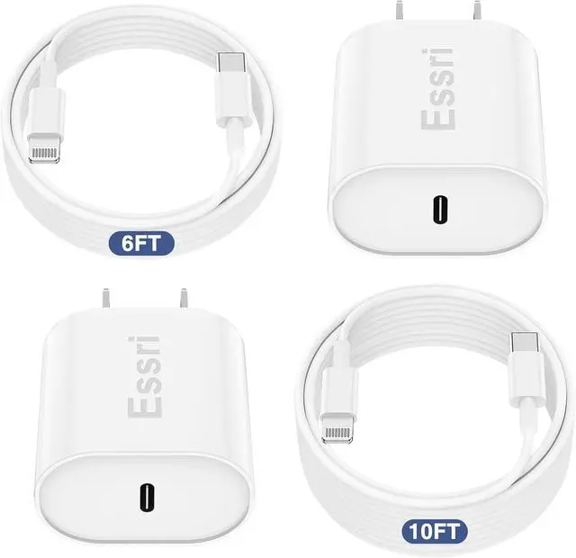 Main image of Fast Charger for iPhone 14 13 12 Charge Fast Charging 2Pack 6FT+10FT USB C to L Cable with 20W USB C for i Phone Charger Block Compatible with iPhone 14 13 12 Pro/14 Plus/13 Pro Max - White