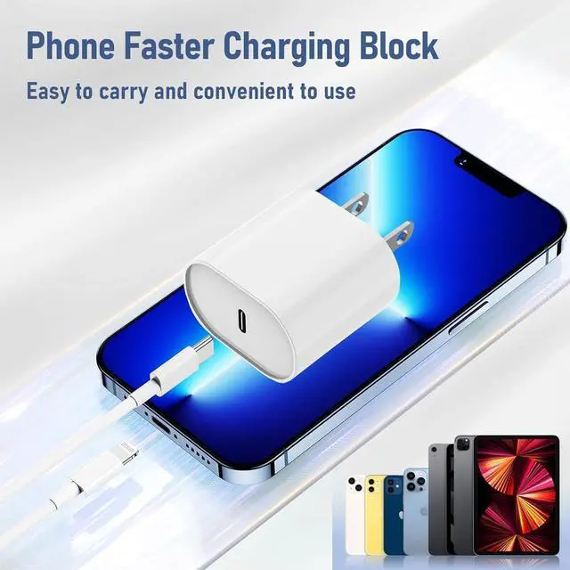 Alt view image 2 of 7 - Fast Charger for iPhone 14 13 12 Charge Fast Charging 2Pack 6FT+10FT USB C to L Cable with 20W USB C for i Phone Charger Block Compatible with iPhone 14 13 12 Pro/14 Plus/13 Pro Max - White