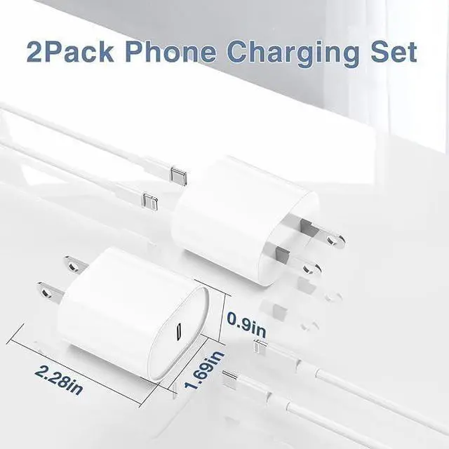 Alt view image 7 of 7 - Fast Charger for iPhone 14 13 12 Charge Fast Charging 2Pack 6FT+10FT USB C to L Cable with 20W USB C for i Phone Charger Block Compatible with iPhone 14 13 12 Pro/14 Plus/13 Pro Max - White