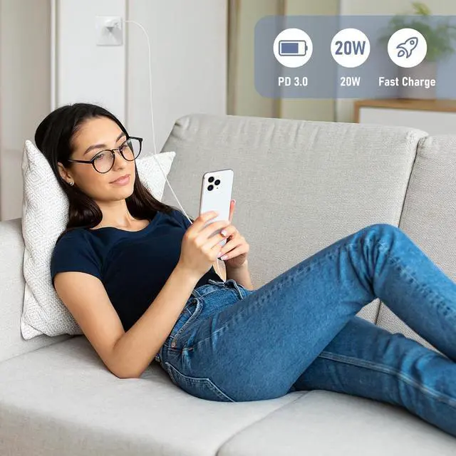 Alt view image 6 of 7 - Fast Charger for iPhone 14 13 12 Charge Fast Charging 2Pack 6FT+10FT USB C to L Cable with 20W USB C for i Phone Charger Block Compatible with iPhone 14 13 12 Pro/14 Plus/13 Pro Max - White