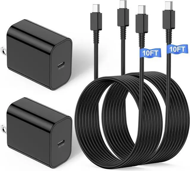 Main image of 45W  Super Fast Charging with USB C to C Cable 10ft 2Pack Type C Wall Charger Block and Android Phone Charger Cord Long for  Galaxy S24 Ultra/S24+/S23+/S22+/S22 Plus/S21/Note 20/10+