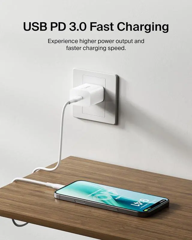 Alt view image 3 of 7 - Belkin USB C Charger Block 20W (2-Pack) - Fast Charging - Apple iPhone 16, 15, 14, 13, Pro, Pro Max, Mini, iPad, AirPods, Samsung Galaxy S25, Nintendo Switch 2 & More - White