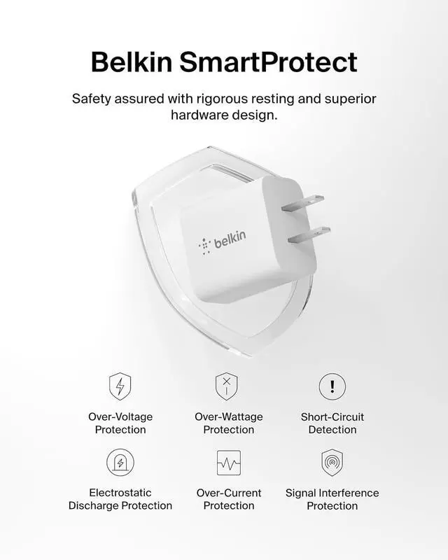 Alt view image 5 of 7 - Belkin USB C Charger Block 20W (2-Pack) - Fast Charging - Apple iPhone 16, 15, 14, 13, Pro, Pro Max, Mini, iPad, AirPods, Samsung Galaxy S25, Nintendo Switch 2 & More - White