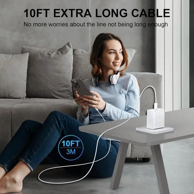 Alt view image 7 of 7 - iPhone 16 Pro Max Charger Fast Charging 45W USB C iPhone 16 Super Fast Charger Block with 10ft Long Type C Charging Cable Cord for iPhone 16/16 Pro/16 Pro Max/16 Plus 15/15 Pro Max/Pro Galaxy S24