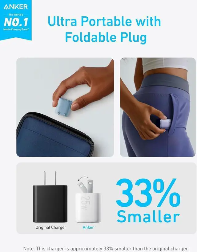 Alt view image 3 of 6 - 25W USB C Charger Block Compact and Foldable Supports PPS Fast Charging for Galaxy S24/Z Fold/Z Flip/Tab iPhone iPad (Black)