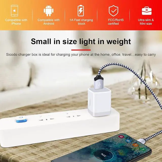 Alt view image 3 of 7 - iPhone Charger Block Plug in Phone Charger 4Pack Single Port USB Wall Charge Fast Charging Adapter Cube Box for iPhone 16 15 14 13 SE(2020) 12/11pro/XS/XS Max  Galaxy S25/S24/S23 LG