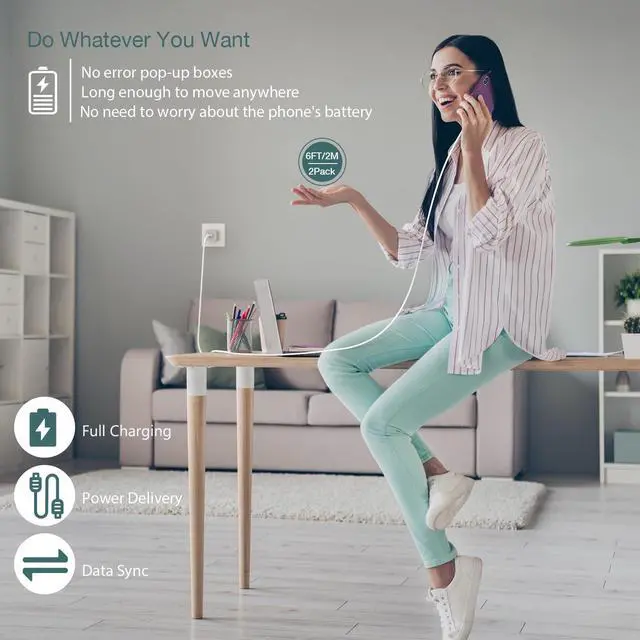 Alt view image 5 of 7 - iPhone Charger Cube iPhone Charger Travel 2Pack 6FT Lightning Cable Cord Quick Fast Charging Cord USB Wall Chargers Travel Plug Adapter for iPhone14/13/12/11/10/X/8 Plus/XR/XS Max/7/SE/iPad Airpods