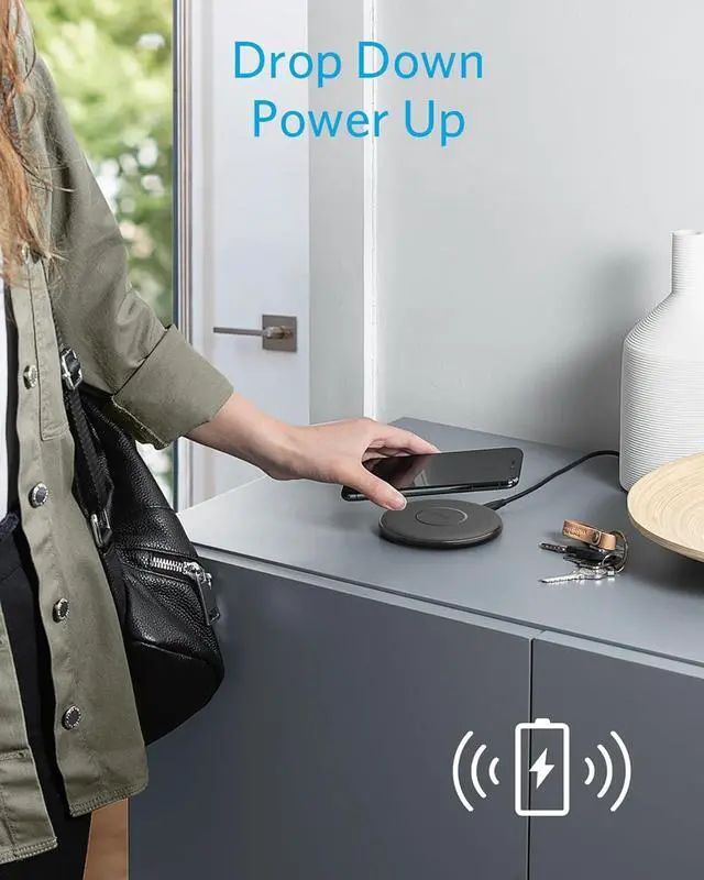 Alt view image 3 of 7 - Wireless Charger 313 Wireless Charger (Pad) Qi-Certified 10W Max for iPhone 15/15 Pro/15 Pro Max/14/14 Pro Max AirPods (No AC Adapter Not Compatible with MagSafe Magnetic Charging)