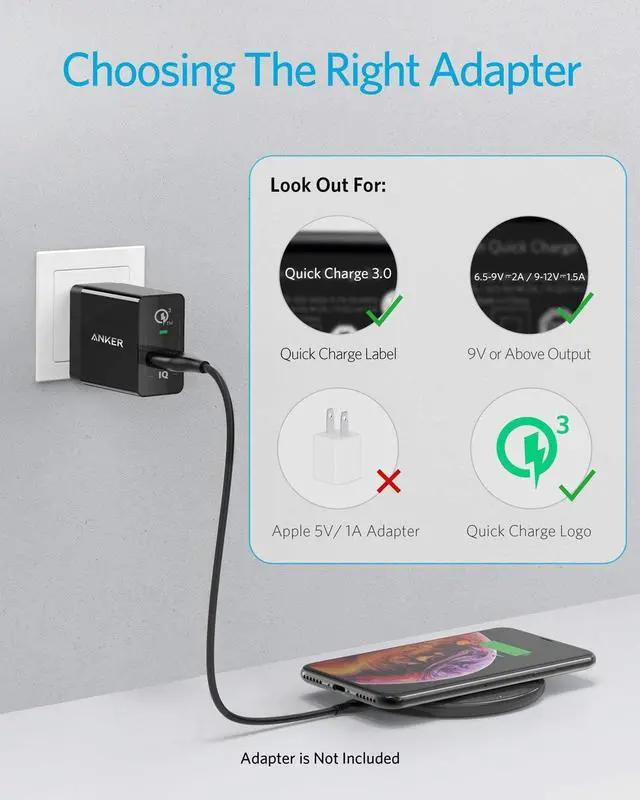 Alt view image 4 of 7 - Wireless Charger 313 Wireless Charger (Pad) Qi-Certified 10W Max for iPhone 15/15 Pro/15 Pro Max/14/14 Pro Max AirPods (No AC Adapter Not Compatible with MagSafe Magnetic Charging)