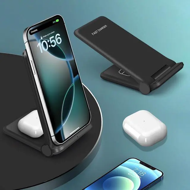 Alt view image 4 of 7 - 25W Wireless Charger Foldable 2 in 1 Wireless Charging Station for  iPhone 16/16 Pro/15/14/13/12/11/Plus/SE/X/Airpods 15W Fast Dual Wireless Induction Charge Stand for /LG
