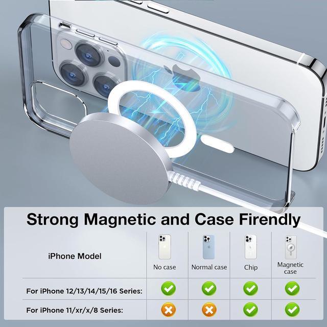 Alt view image 4 of 7 - for MagSafe Charger: Magnetic Wireless Charging Pad for iPhone 16 15 14 13 12 Series & AirPods 4-2 Pro Strong Magnet Aluminum Alloy USB-C/A Ports Ultra-Thin & Portable Ideal for Desk & Bedside