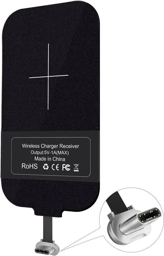 Main image of Qi Receiver USB C Thin Wireless Charging Receiver Type C Wireless Charger Receiver for Galaxy A51/A20E/A20 Pixel 2 and Other Type-C Android Cell Phones(Short Version)