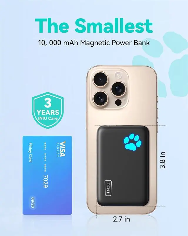 Alt view image 2 of 7 - for Magsafe Portable Charger Small 10000mAh 20W PD Magnetic Power Bank USB C in&Out Wireless Battery Pack Phone Charger Only for iPhone 16/16 Plus/16 Pro/16 Pro Max iPhone 15/14/13/12 Series