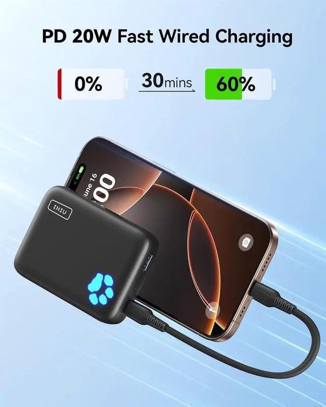 Alt view image 4 of 7 - for Magsafe Portable Charger Small 10000mAh 20W PD Magnetic Power Bank USB C in&Out Wireless Battery Pack Phone Charger Only for iPhone 16/16 Plus/16 Pro/16 Pro Max iPhone 15/14/13/12 Series