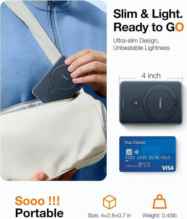 Alt view image 4 of 7 - 10000mAh Magnetic Portable Charger Power Bank for iPhone Fast Charging Travel Essential Wireless Battery Pack Slim with O-Stand Compatible with Magsafe 16 Pro Max Pro 15 14 13 12 - Black