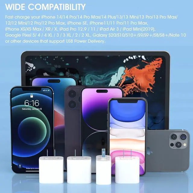 Alt view image 6 of 7 - 4Pack USB C Charger Block, iGENJUN 20W for Phone Fast Charger Wall Charger with PD 3.0, Compact Type C Power Adapter for Phone 17/16/15/14, Galaxy, Pixel, AirPods Pro (Arctic White)