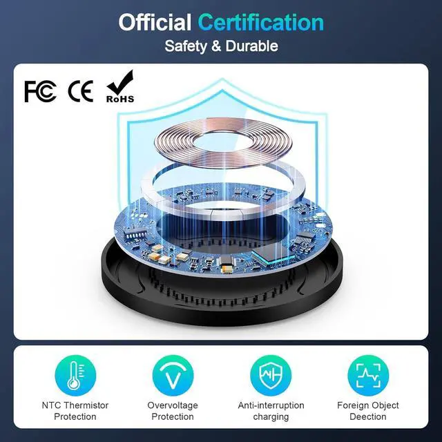 Alt view image 3 of 7 - Wireless Charger Fast Charging Pad for  Galaxy S24 Plus/S25 Ultra/Z Fold 6/Flip 6/5/S24 Ultra/S23/S22/S21/S20/S10 2Pack 15W Wireless Android Charger Fast Charger Station for Pixel 9/8 Pro/8a/7