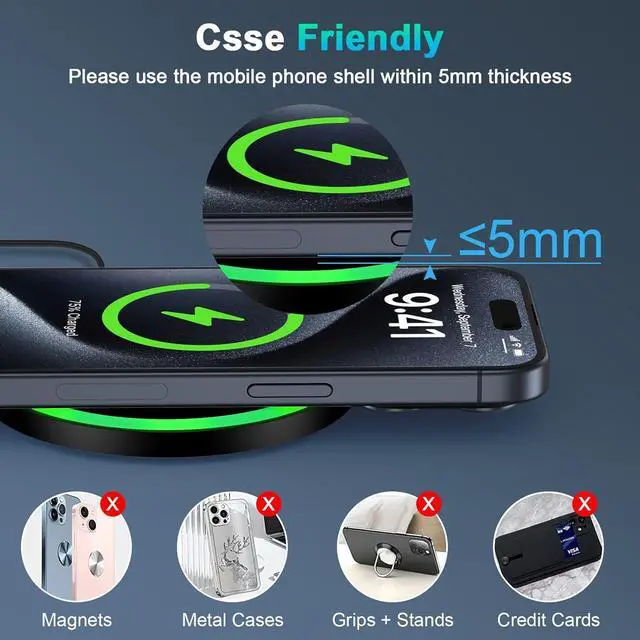 Alt view image 7 of 7 - Wireless Charger Fast Charging Pad for  Galaxy S24 Plus/S25 Ultra/Z Fold 6/Flip 6/5/S24 Ultra/S23/S22/S21/S20/S10 2Pack 15W Wireless Android Charger Fast Charger Station for Pixel 9/8 Pro/8a/7