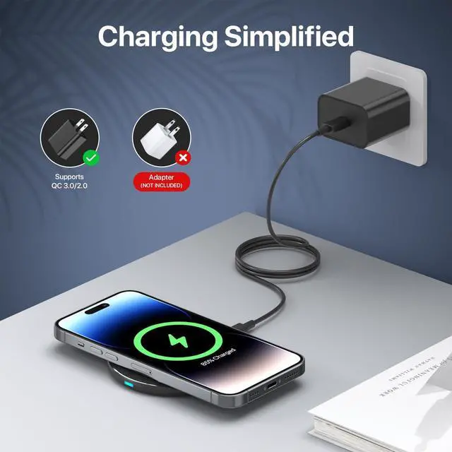 Alt view image 4 of 7 - Wireless Charger 30W 30W Fast Wireless Charging Pad For iPhone 15 14 13 12 11 X 8  Wireless Charger For Galaxy S24/S23/S22/S21/S20/S10/S9/S8/Note20/10/9/8 Air Pods/Galaxy Buds Pixel/LG G8 7